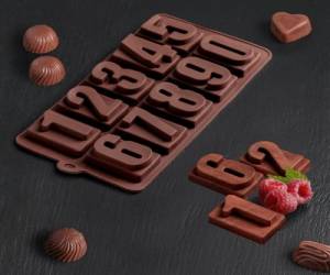 Форма силиконовая Цифры 20×11 см, 10 ячеек