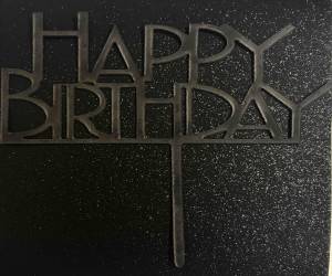 Топпер Happy Birthday пластик черный