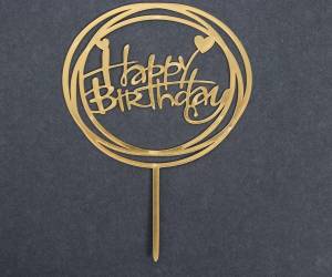 Топпер зеркальный Happy Birthday золото