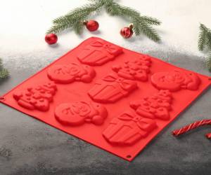 Форма для шоколада 3D Подарки под ёлкой, 30×30 см, 9 ячеек
