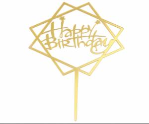Топпер золото пластик Happy Birthday