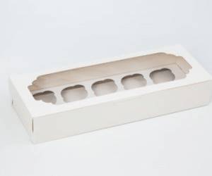 Коробка на 10 капкейков с окном45х17.5х10 см
