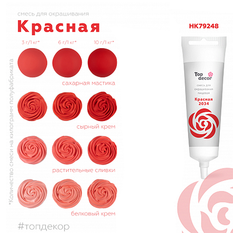 Гелевый краситель Топ продукт красный, 100 гр.
