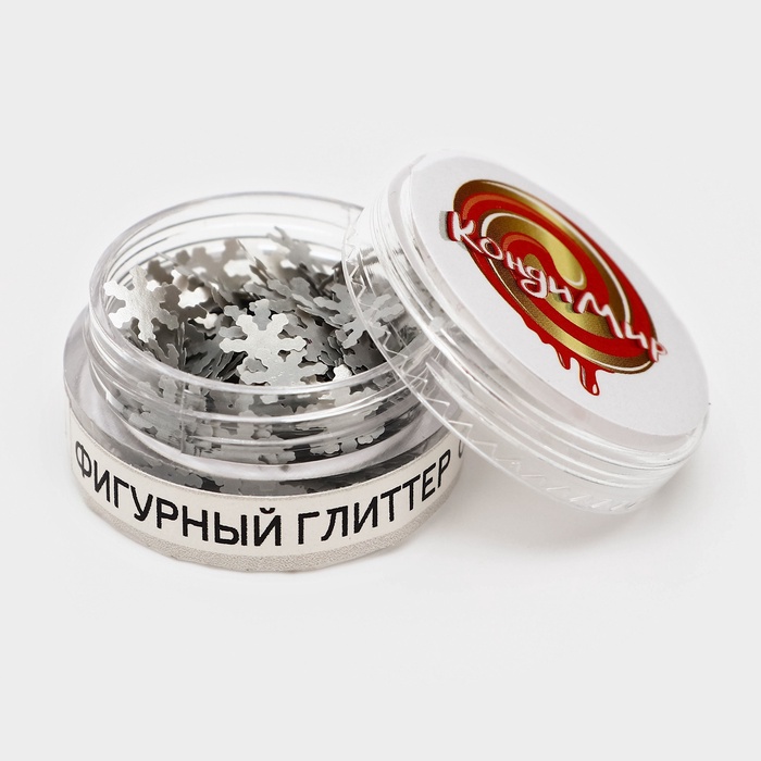Глиттер фигурный серебряный снежинки 0,5г