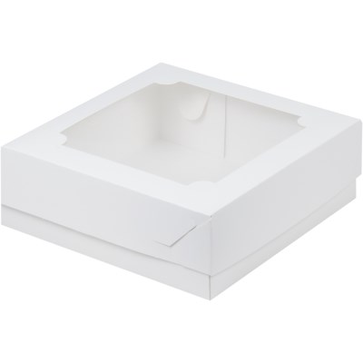 Коробка белая с окном 225*225*60 мм